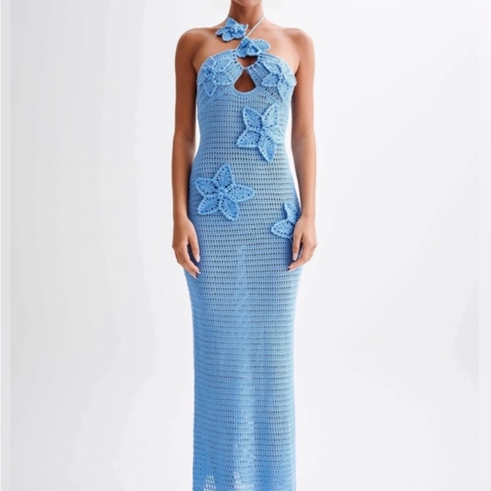 Meshki Kyla blue knit dress